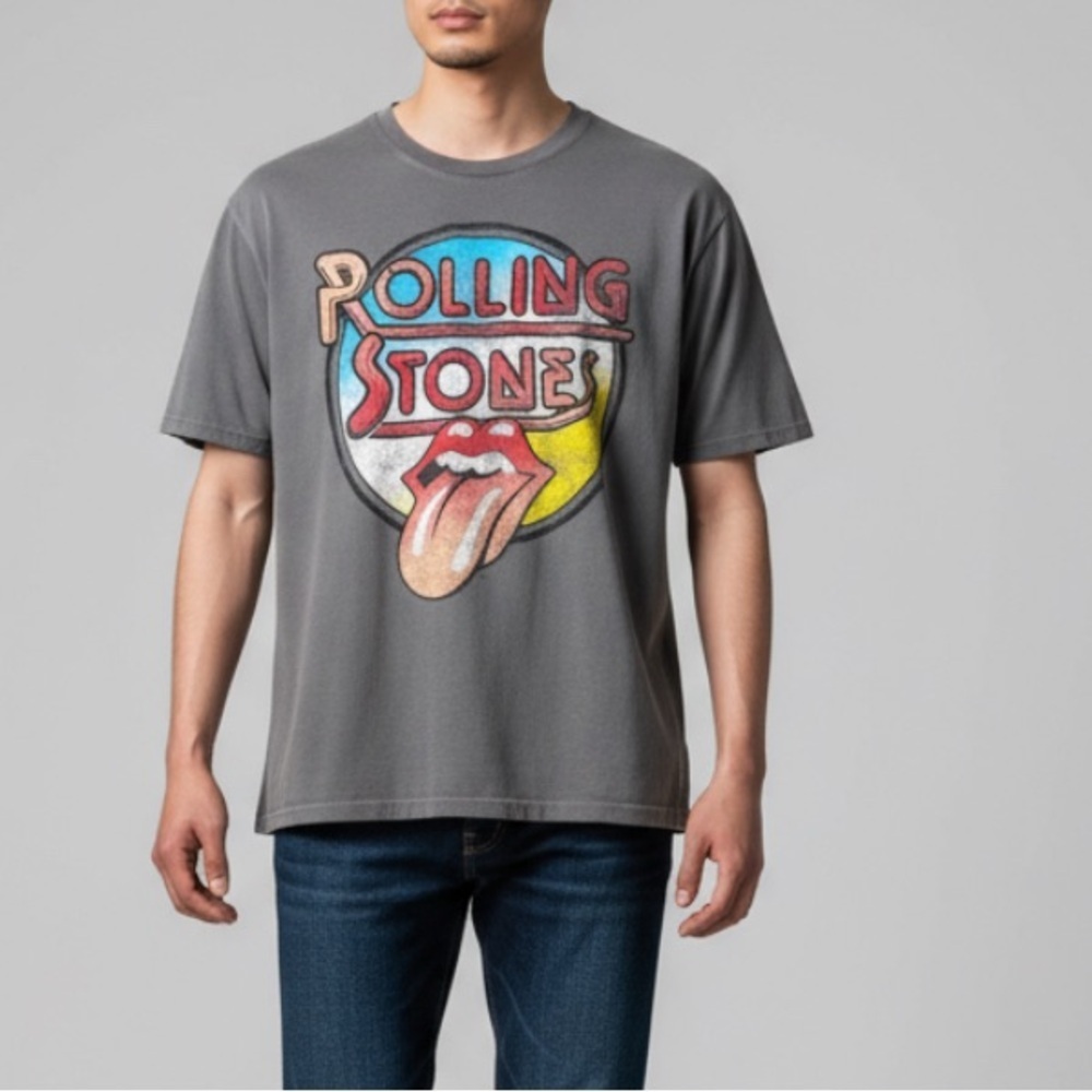 ROLLING STONES GRAY TONGUE GRAPHIC SHORT SLEEVE UNISEX T-SHIRT SZ XL